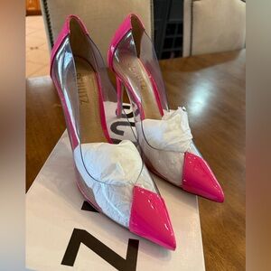 SCHUTZ Hot Pink and Clear Pointed Stiletto Pumps LIKE NEW WORN ONCE